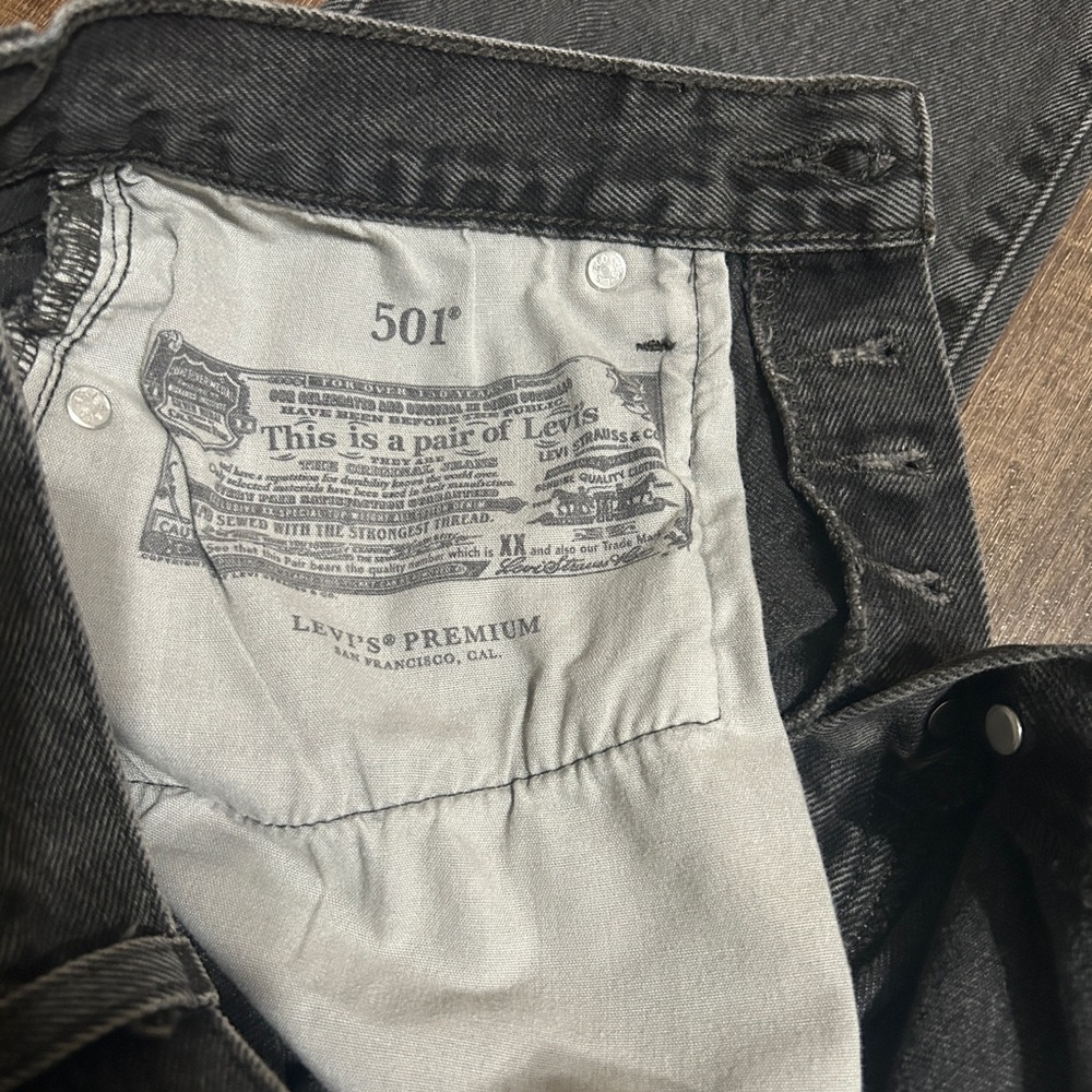 Levi’s Premium 501 Original jeans in a faded black wash. - Picture 6 of 6